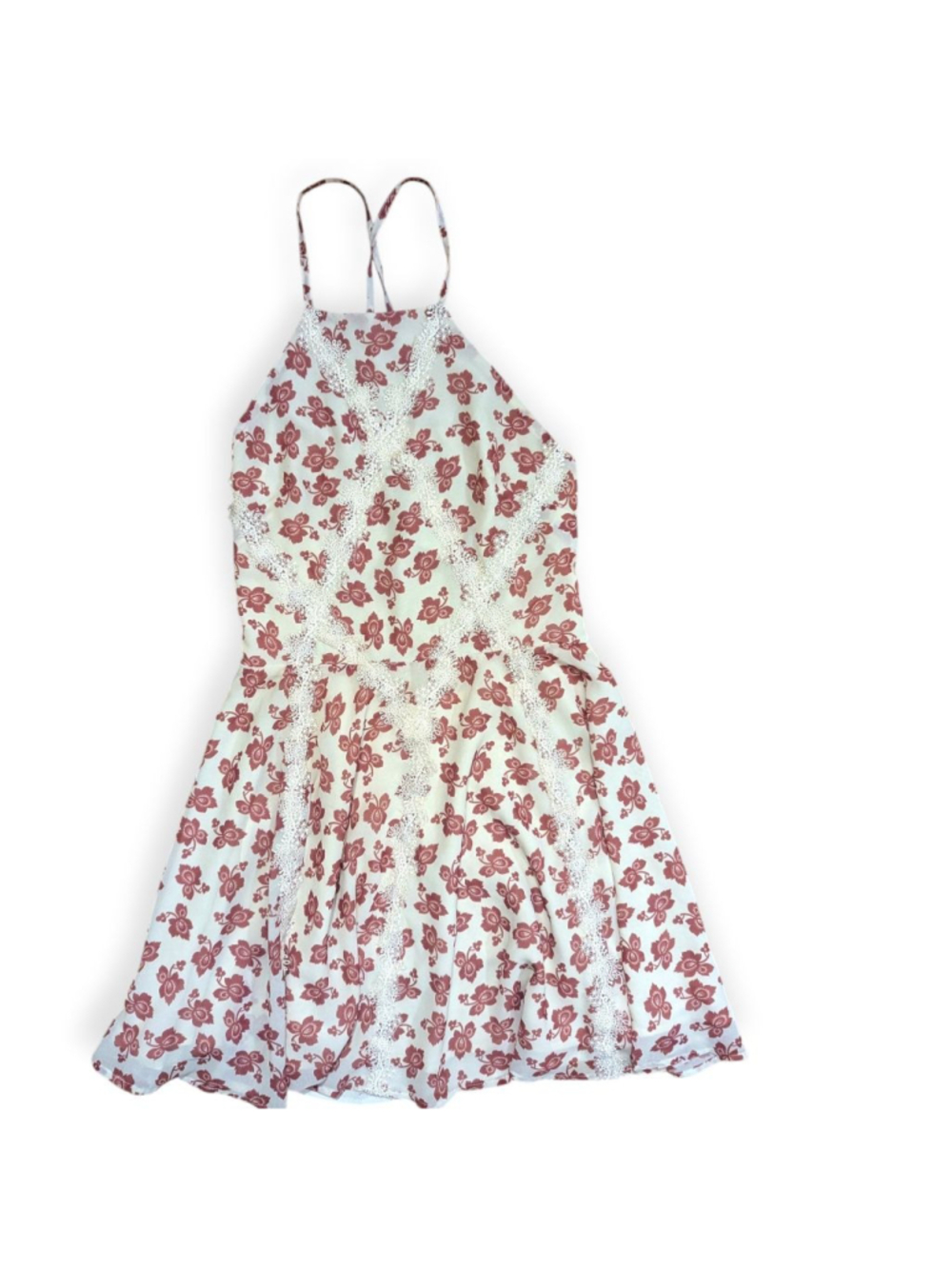 Tularosa Cream Orange Floral Lace Mini Dress Medium - Picture 2 of 12